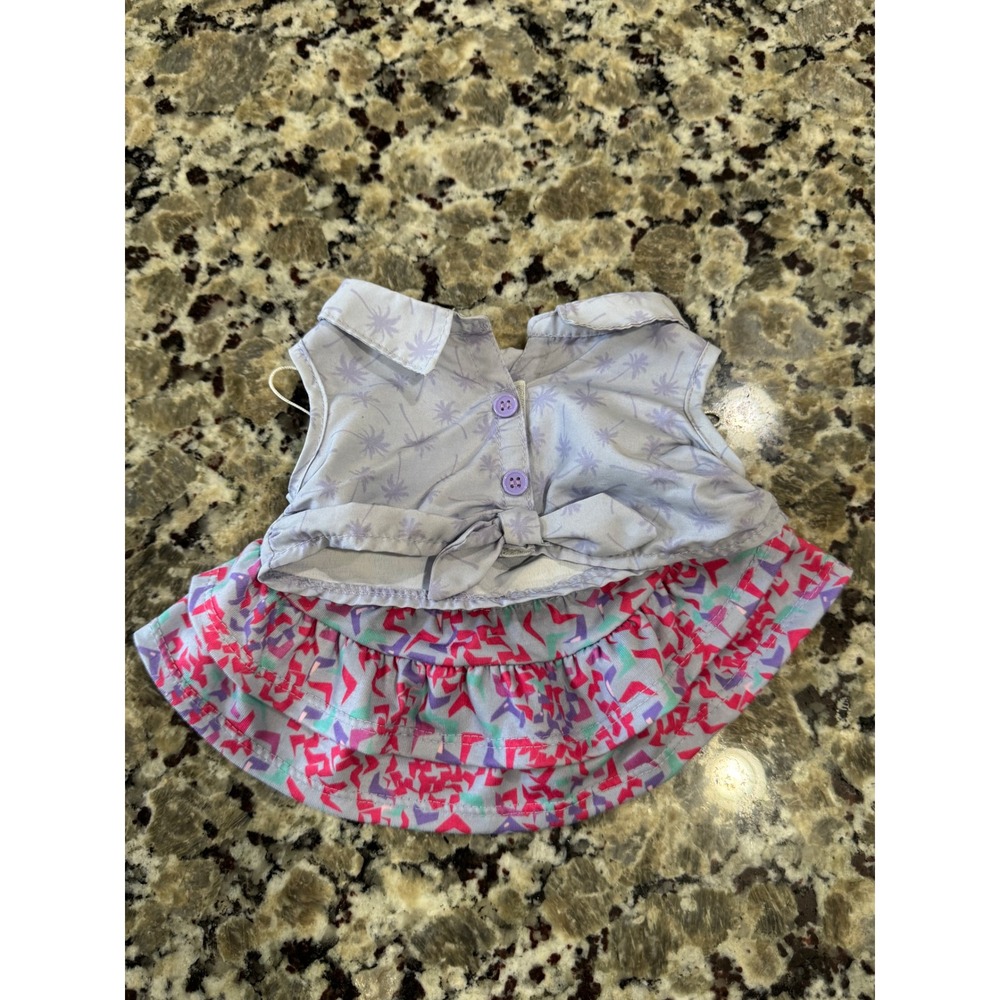 Build-A-Bear Tropical Top and Ruffle Skirt Set Plush Clothes Purple Good